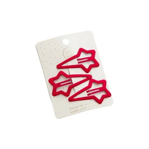 Lot de 3 barrettes à cheveux en métal rouge en forme d'étoile avec fini mat