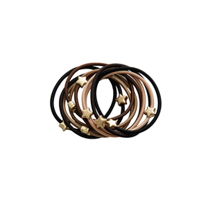 10-piece set of elastic coffee-colored hair ties with star charms for women hair