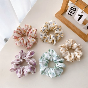 Chouchous en Tissu à Imprimé Floral Doux Élastiques à Cheveux en Tissu Frais pour Femmes Filles Accessoires de Coiffure