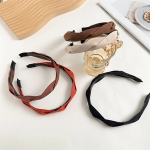 Fashionable braided headband set for women in elegant brown, apricot, and orange fabric colors