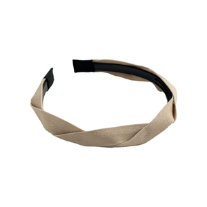 Minimalist beige origami braided headband with non-slip teeth for elegant hair styling