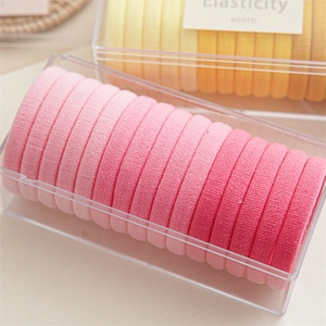 Lazos para el pelo degradados rosas de alta elasticidad en caja de almacenamiento clara