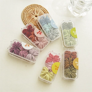 90pcs set of high elasticity hair bands in six storage boxes with colorful Morandi tones