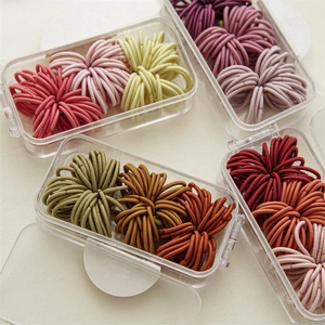 Colorful high-elastic hair ties set in clear storage boxes for girls and women