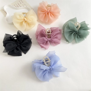 Elegante Grande Fiocco in Chiffon Pinza per Capelli Dolce Fatto a Mano Morsetto per Capelli in Tessuto Accessori per Capelli Donna