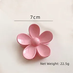 Molla per capelli a fiore rosa crema 7cm in resina con design leggero da 22,5g