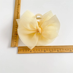 Grande molletta per capelli con fiocco in chiffon color crema per donna, accessorio di 12cm x 10cm