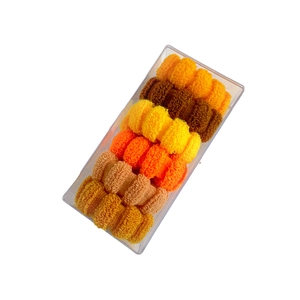 Set of 6 high-elasticity seamless towel scrunchies in warm autumn colors with storage box