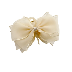 Pince à cheveux nœud en tulle crème élégante avec couches d'organza pour coiffures volumineuses