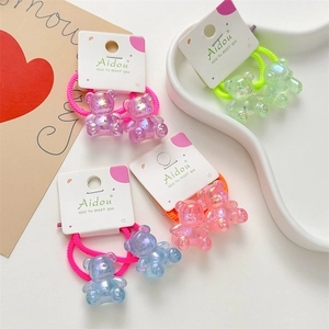 Cute acrylic jelly bear hair ties set for girls in multiple pastel colors