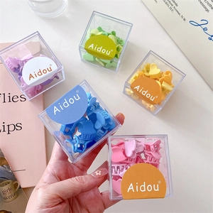 Mini pinces à cheveux en forme de cœur, couleurs givrées avec boîte de rangement