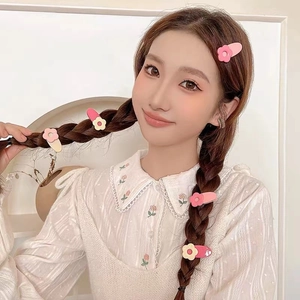Fermagli per capelli a fiori rosa e beige per donne, forcine floreali per frangia