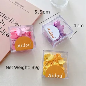 Lot de mini barrettes à cheveux coeur mat dégradé dans une boîte transparente