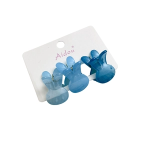 Lot de trois pinces à cheveux lapin bleu translucide pour petites filles sur carte