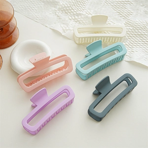 Variety of 13cm matte rectangle hair claws in pastel colors for thick hair styles