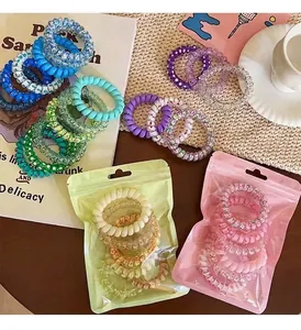 Colorful gradient spiral hair ties set with high elasticity and cute pattern designs