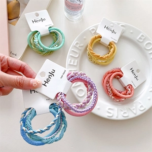 Women Girls High Elastic Hair Ties Candy Color Braided Hair Bands Multi Textured Soft Durable Ponytail Holder Daily Accessories