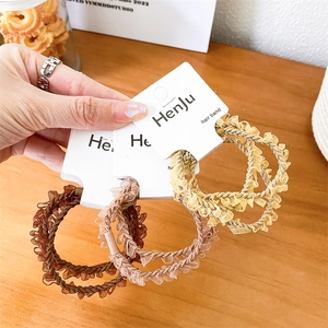 French Style Pleated Mesh Hair Ties High Elastic Scrunchies For Women Elegant Ruffle Hair Band Daily Ponytail Holder Accessories