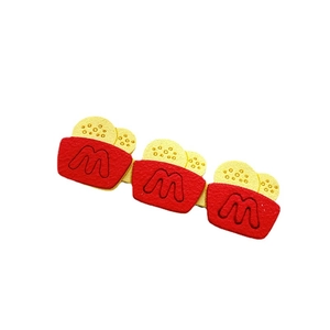 Cute cartoon fried chicken hair clip with a red box and iconic yellow M shape