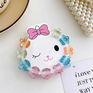 Set of 10 colorful translucent flower mini hair claws for girls on cute rabbit card