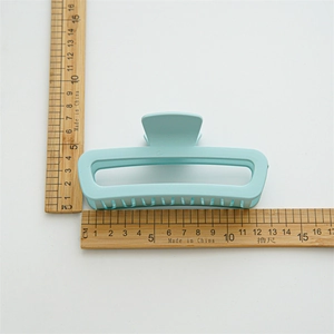 Matte mint blue rectangular shark hair claw clip, 11cm length for thick hair styling