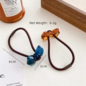 Sweet floral bow elastic hair ties in jelly colors for women, minimalist durable accessories