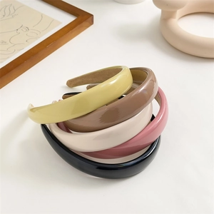 Serre-tête Coréen à Bord Large en Cuir PU avec Éponge Bandeau Rembourré Rétro pour Femmes Lavage du Visage Accessoire Cheveux à la Mode