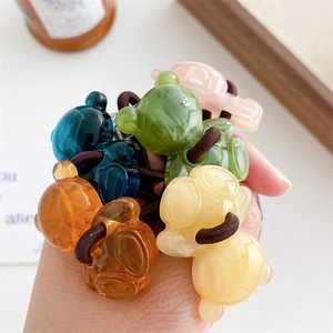 Set of five cute jelly colored bear hair ties with marble texture and high elasticity bands