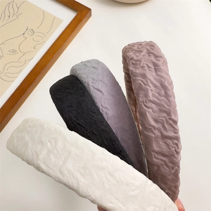 Summer stylish sponge headband with pleated fabric texture in four assorted colors