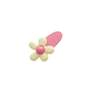 Cute pink floral hair clip with cream flower petal and pink center for women
