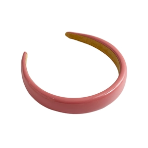 Serre-tête rembourré en similicuir rose pour femme avec design éponge vintage épais