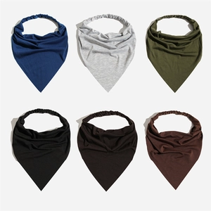 Bohemian Cotton Triangle Hair Scarf For Women Elastic Knitted Bandana Headband Solid Color Retro Large Headscarf Accessories