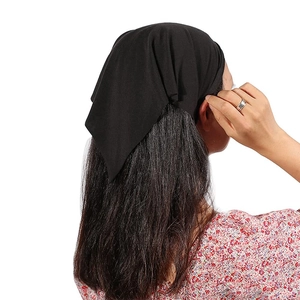 Classic black bohemian cotton oversized bandana headwrap for women shown on model