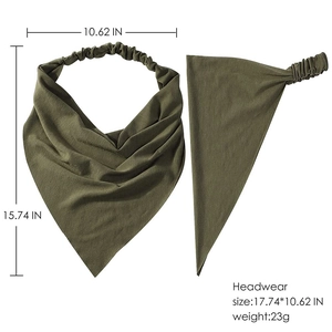 Detail view of olive green cotton headwear with dimensions and weight specifications