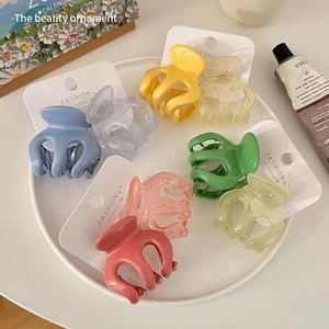 Vue détaillée des pinces à cheveux couleur bonbon avec finitions translucides variées