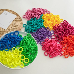 Bulk set of colorful high-elasticity hair ties for kids in various bright neon shades
