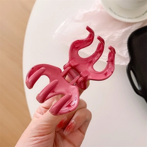 Pince à cheveux transparente en forme de citrouille, coloris rose fuchsia vif