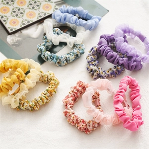 Lot de Chouchous en Tissu Floral Doux Élastiques à Cheveux en Mousseline Fraîche Accessoires Cheveux Mode pour Femmes et Filles