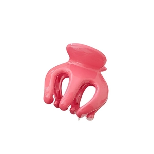 Pince à cheveux citrouille rose transparente pour queues de cheval hautes et chignons