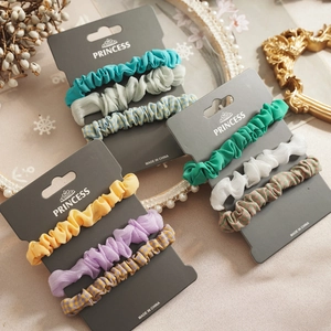 Korean Style Sweet Fabric Hair Scrunchies Set Elastic Pleated Plaid Solid Hair Ties For Women Girls Daily Hair Accessories