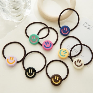 Cute Smiley Face High Elasticity Hair Ties For Girls Women Korean Sweet Style Resin Decorative Rubber Band Hair Rope Accessory