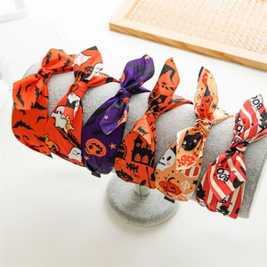 Serre-têtes oreilles de lapin Halloween avec motifs fantômes et citrouilles