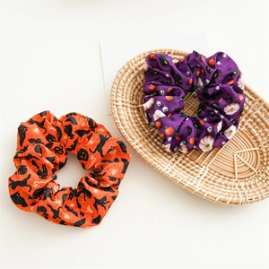 Lot de chouchous d'Halloween orange et violets avec chat noir et motifs fantômes