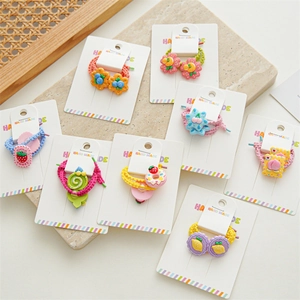 Cute Children Fruit Hair Ties Cartoon Resin Strawberry Peach Avocado Sweet Elastic Hair Bands For Girls Handmade Accessories