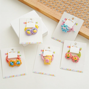 5-piece set of cute children fruit hair ties with resin cherry and flower charms