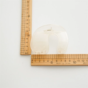 Minimalist transparent U-shaped shark hair claw clip with silver spring, 7.5cm large size