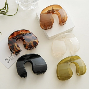 Large Plastic Hair Claw Clip For Women Retro Ins Style Minimalist Shark Clip For Thick Hair Leopard Solid Color Accessory
