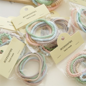 Lot de chouchous élastiques aux couleurs macaron avec bandes tressées et lisses emballées