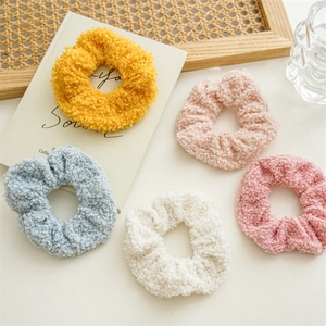Teddy Velvet Scrunchies για Γυναίκες Φθινόπωρο Χειμώνα Fleece Λαστιχάκια Μαλλιών Ελαστικές Κορδέλες Μαλλιών Αξεσουάρ Κεφαλής