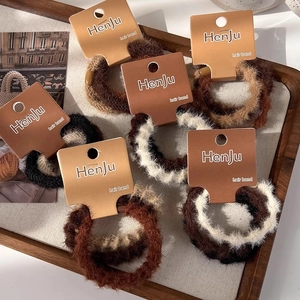 Élastiques à Cheveux Minimalistes en Peluche Couleur Unie Automne Hiver Haute Élasticité Accessoires Cheveux Femme